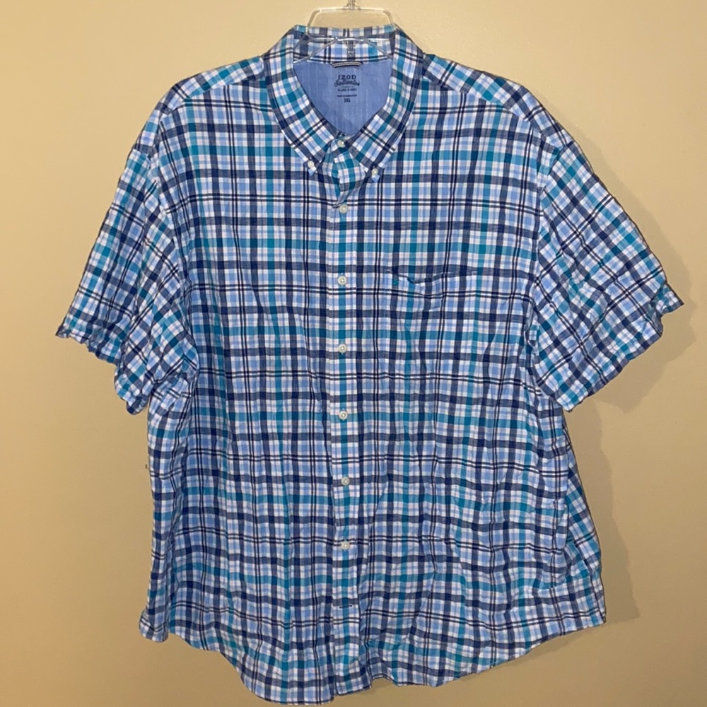 IZOD Blue Short Sleeve Button Down Shirt